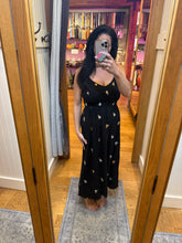 Floral Embroidered Double Gauze Dress - Black
