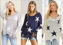 Distressed Star Sweater Top - Navy or Grey