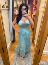 Lace Trim Bust Double Spaghetti Strap maxi Dress - Lagoon