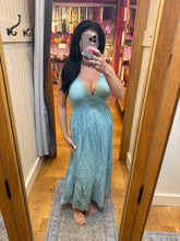 Lace Trim Bust Double Spaghetti Strap maxi Dress - Lagoon