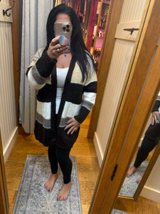 LONG-SLEEVE WITH RIBBED CUFFS OPEN FRONT WITHOUT  BUTTONS PATCH POCKETS ON THE FRONT CARDIGAN - COFFEE