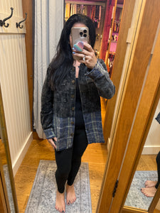 Color Block Mixed Jacket - Washed Black