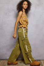 POL relaxed fit in twill with trim detail pointed solid pattern pants - Denim or Khaki Olive