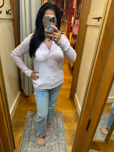 Washed Thermal Hoodie Top - Washed Pistachio or Lavender Pink