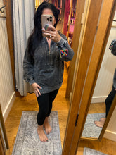 Half Zipper Up Hoodie Knitted Sleeve Fall Top - Washed Black or Snow