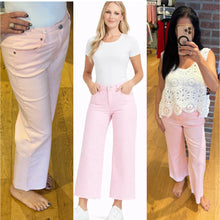 1822 Denim 28" Mid Rise Slim Wide Leg Jean W/ Raw Hem In Pink Blush