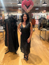 Sequin Lace Midi Dress - Black