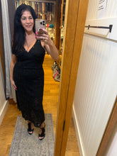 Sequin Lace Midi Dress - Black