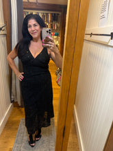 Sequin Lace Midi Dress - Black