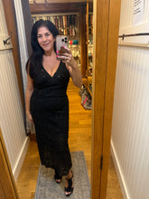 Sequin Lace Midi Dress - Black