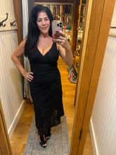 Sequin Lace Midi Dress - Black