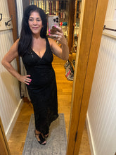 Sequin Lace Midi Dress - Black