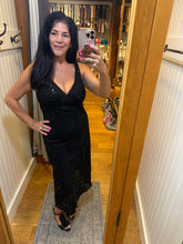 Sequin Lace Midi Dress - Black