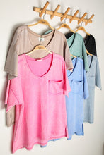 Mineral Washed V-neck Knit Top - Assorted Colors