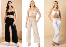 COTTON PANTS WITH SMOCKED WAIST- BLACK, WHITE OR BABY BEIGE
