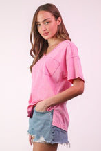 Mineral Washed V-neck Knit Top - Assorted Colors