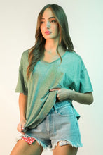 Mineral Washed V-neck Knit Top - Assorted Colors