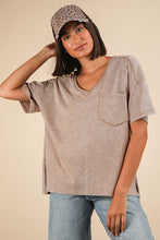 Mineral Washed V-neck Knit Top - Assorted Colors