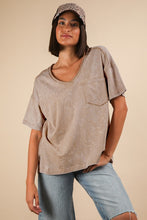 Mineral Washed V-neck Knit Top - Assorted Colors