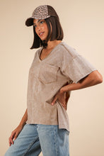 Mineral Washed V-neck Knit Top - Assorted Colors