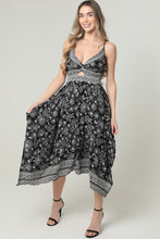 V Neck Hanky Hem Maxi Dress - Black