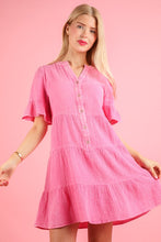 Mineral Washed Baby Bell Sleeve Woven Mini Dress - Assorted Colors