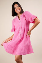 Mineral Washed Baby Bell Sleeve Woven Mini Dress - Assorted Colors