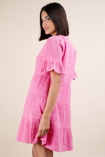 Mineral Washed Baby Bell Sleeve Woven Mini Dress - Assorted Colors