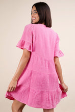 Mineral Washed Baby Bell Sleeve Woven Mini Dress - Assorted Colors
