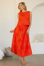 Seaside Embroidered Eyelet Maxi Skirt - Orange