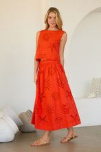 Seaside Embroidered Eyelet Maxi Skirt - Orange