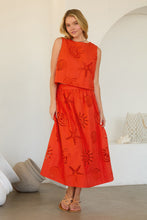 Seaside Embroidered Eyelet Sleeveless Top - Orange