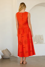 Seaside Embroidered Eyelet Sleeveless Top - Orange