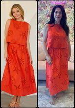 Seaside Embroidered Eyelet Sleeveless Top - Orange