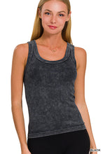 ZENANA 2 WAY NECKLINE WASHED RIBBED CROPPED TANK TOP - ASSORTED COLORS