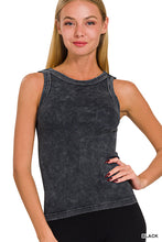 ZENANA 2 WAY NECKLINE WASHED RIBBED CROPPED TANK TOP - ASSORTED COLORS