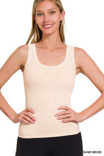 ZENANA 2 WAY NECKLINE WASHED RIBBED CROPPED TANK TOP - ASSORTED COLORS