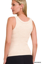 ZENANA 2 WAY NECKLINE WASHED RIBBED CROPPED TANK TOP - ASSORTED COLORS