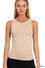 ZENANA 2 WAY NECKLINE WASHED RIBBED CROPPED TANK TOP - ASSORTED COLORS