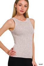 ZENANA 2 WAY NECKLINE WASHED RIBBED CROPPED TANK TOP - ASSORTED COLORS