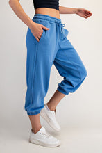 French Terry Cropped Jogger Pants - Aqua Splash or Stone Taupe