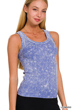 ZENANA 2 WAY NECKLINE WASHED RIBBED CROPPED TANK TOP - ASSORTED COLORS