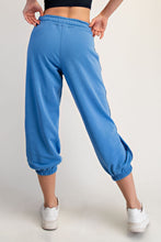 French Terry Cropped Jogger Pants - Aqua Splash or Stone Taupe
