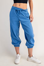 French Terry Cropped Jogger Pants - Aqua Splash or Stone Taupe