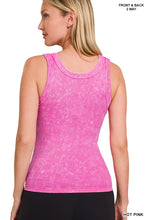 ZENANA 2 WAY NECKLINE WASHED RIBBED CROPPED TANK TOP - ASSORTED COLORS