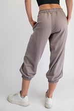 French Terry Cropped Jogger Pants - Aqua Splash or Stone Taupe