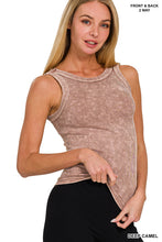 ZENANA 2 WAY NECKLINE WASHED RIBBED CROPPED TANK TOP - ASSORTED COLORS