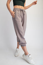 French Terry Cropped Jogger Pants - Aqua Splash or Stone Taupe