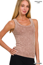 ZENANA 2 WAY NECKLINE WASHED RIBBED CROPPED TANK TOP - ASSORTED COLORS