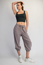 French Terry Cropped Jogger Pants - Aqua Splash or Stone Taupe